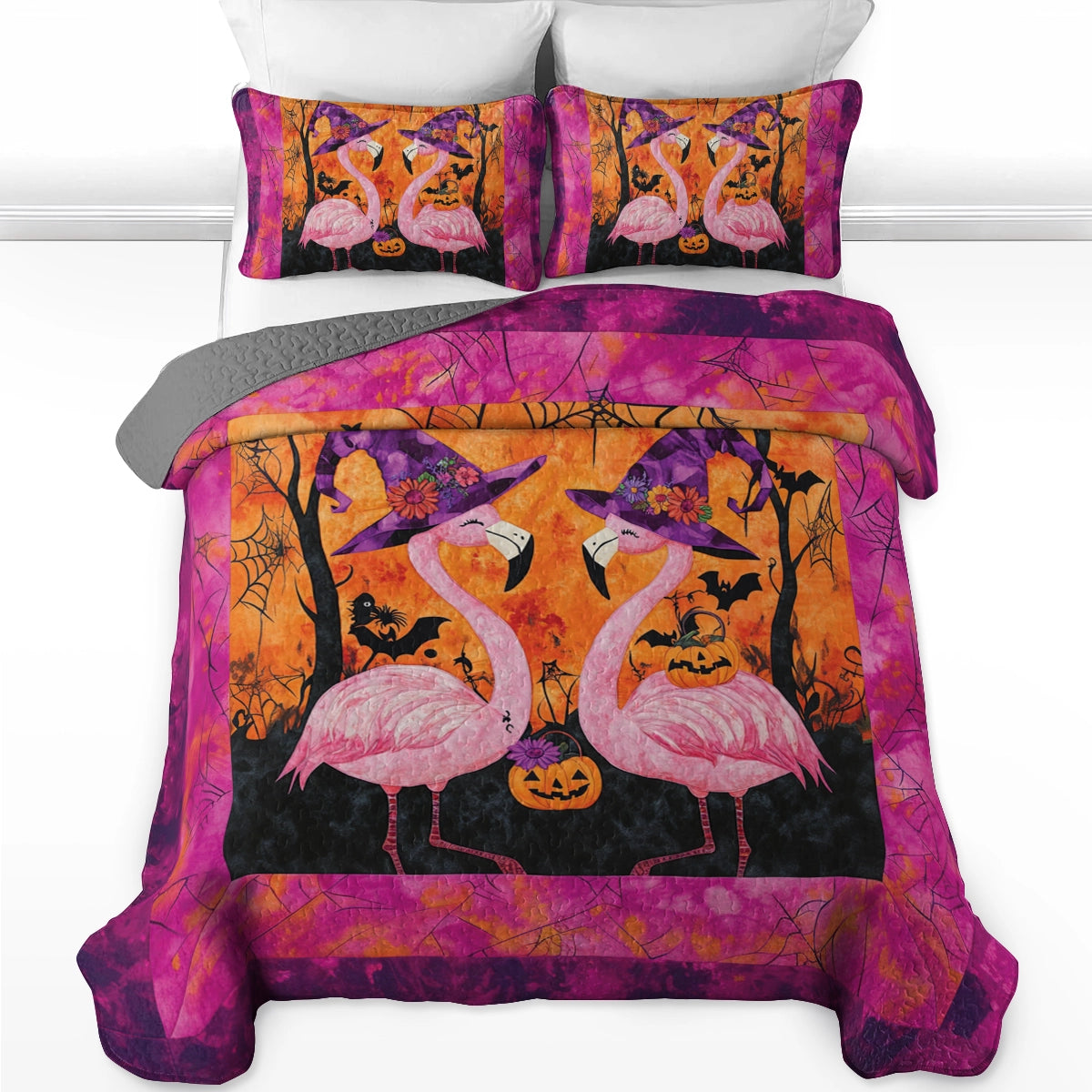 Shineful All Season Quilt 3-Piece Set Flamingo’s Bewitched Dream