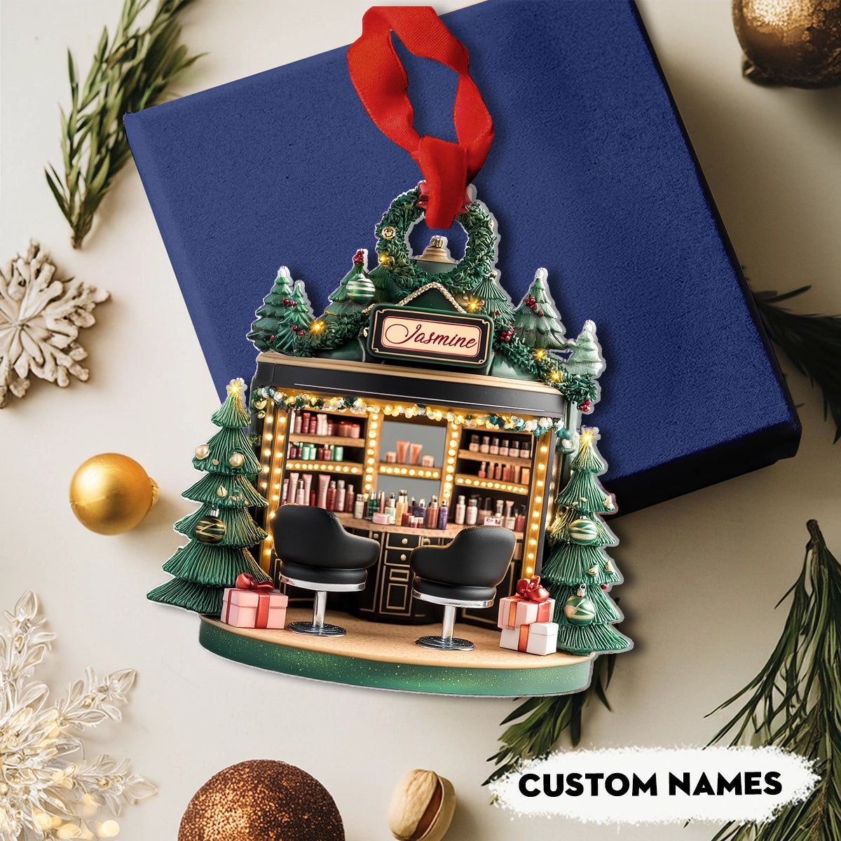 Shineful 2D Acrylic Ornament Personalized  Holiday Beauty Haven
