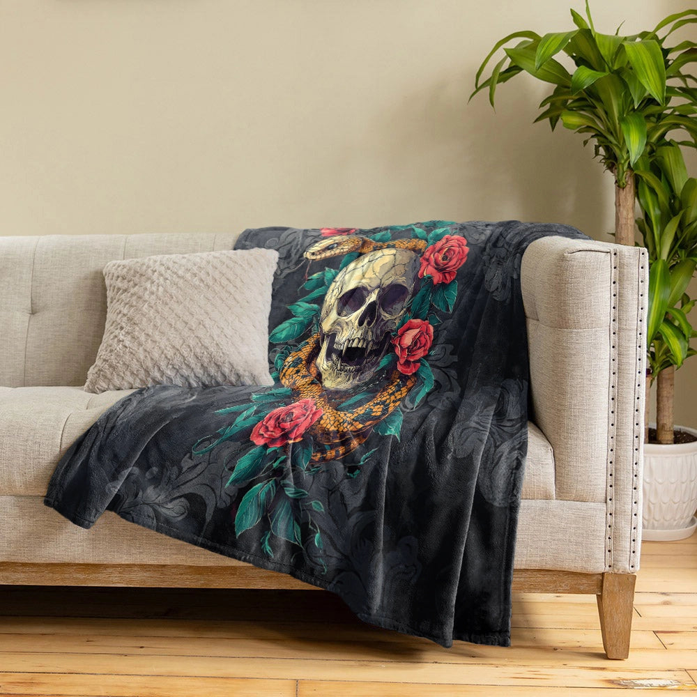 Shineful Fleece Blanket Romance Skull Poisoned Love
