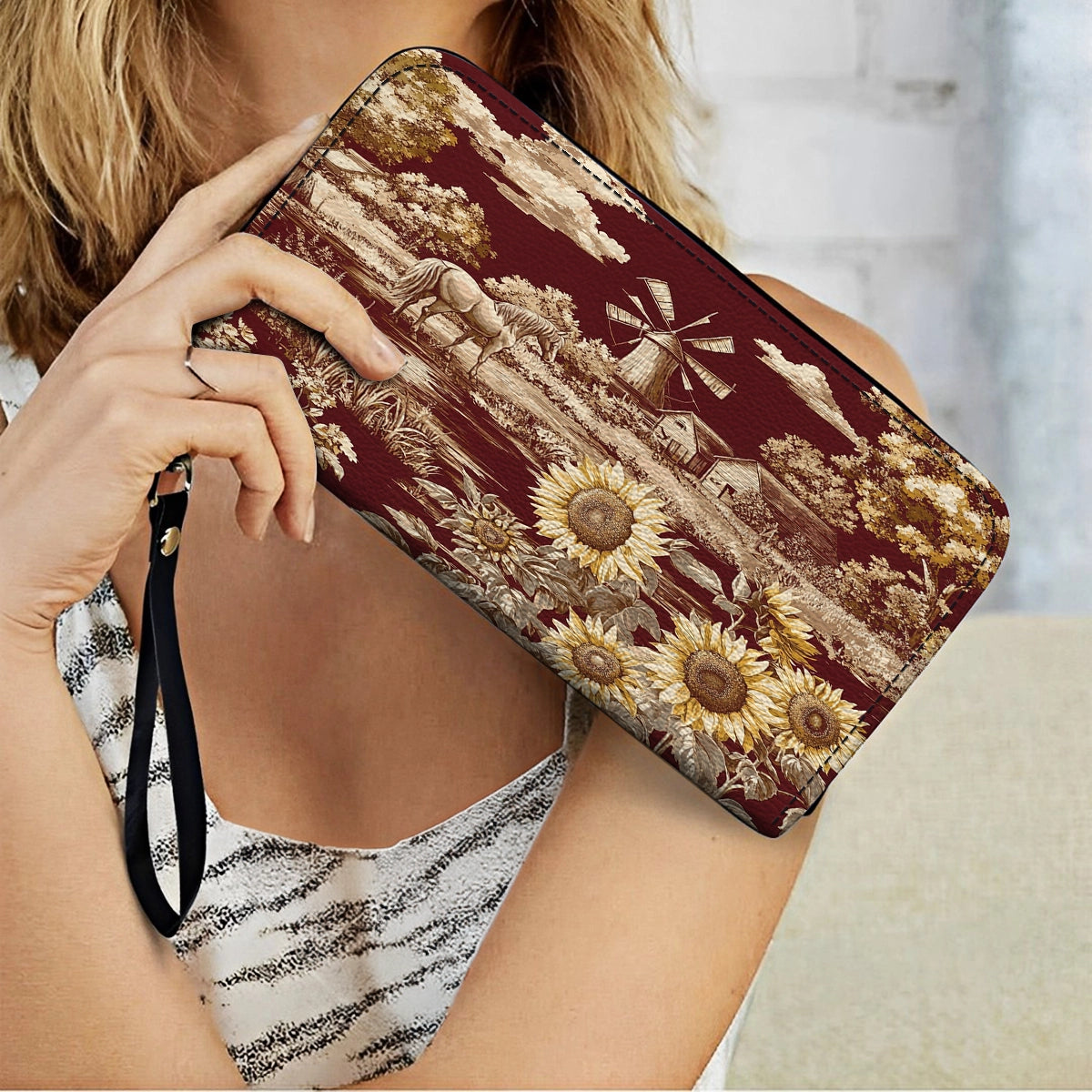 Shineful Leather Clutch Purse Texas Sunflower - Heart of the Lone Star Fields