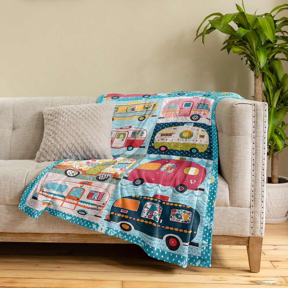 Shineful Fleece Blanket Vintage Camper