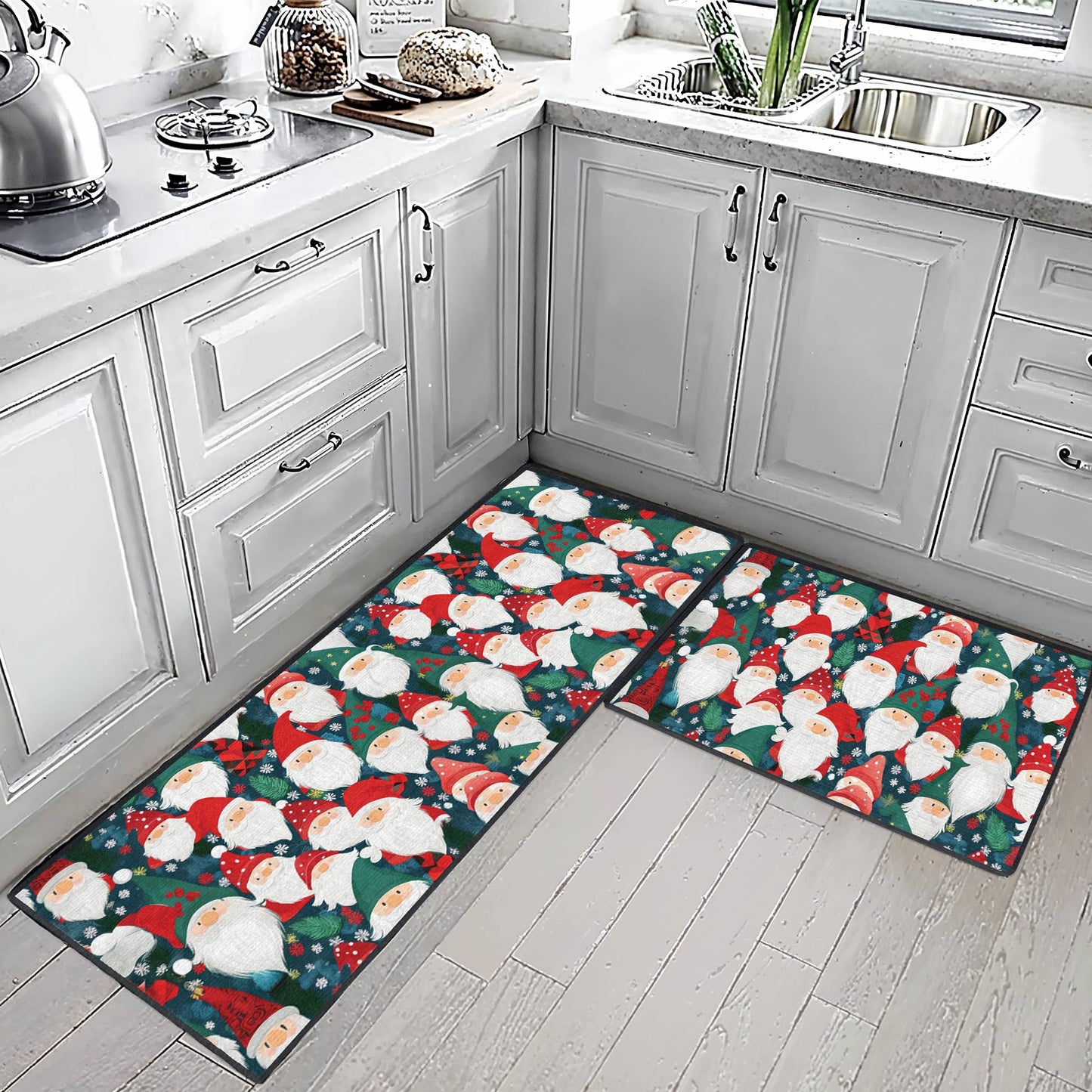 Shineful Ultra-Thin Non Skid Floor Mat, Kitchen Rugs Santa Cheer