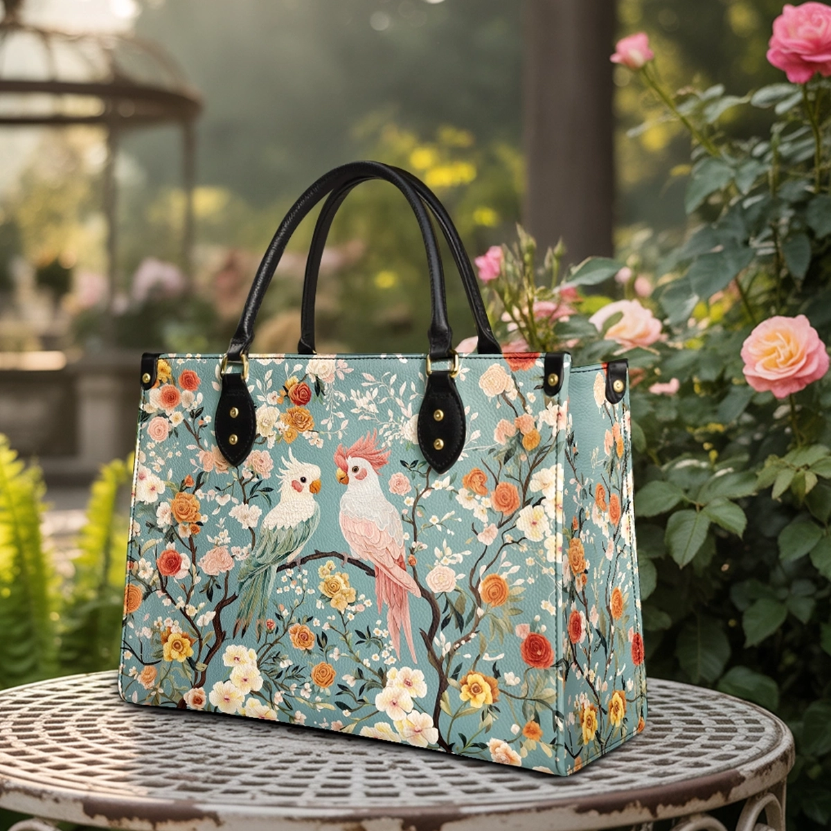 Shineful Leather Bag Floral Rosy Cockatoo