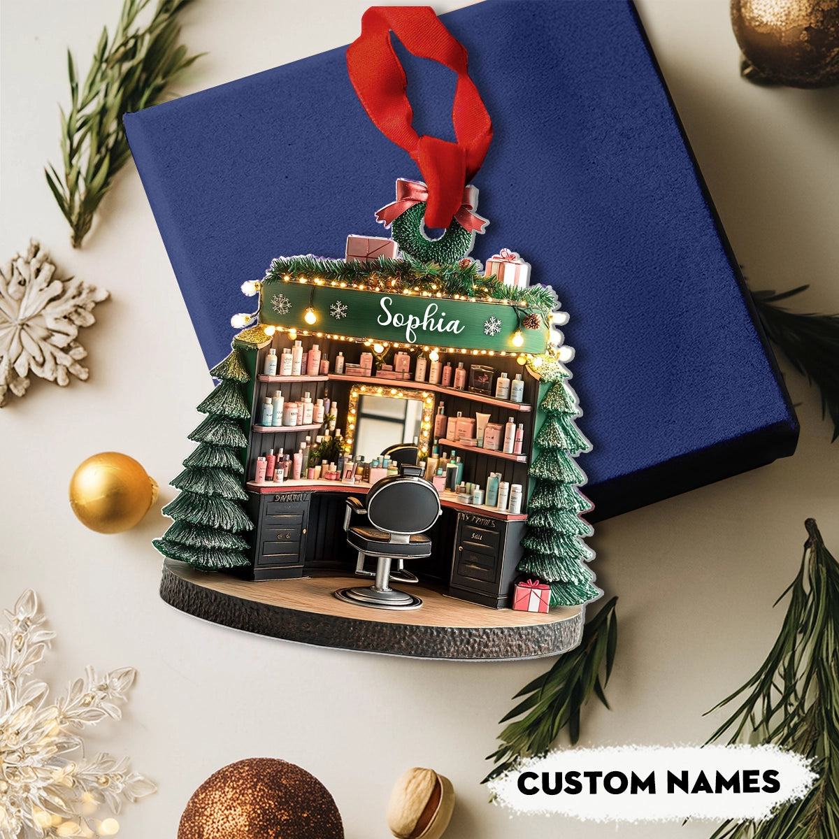 Shineful 2D Acrylic Ornament Personalized Glamour Glow Hair Salon