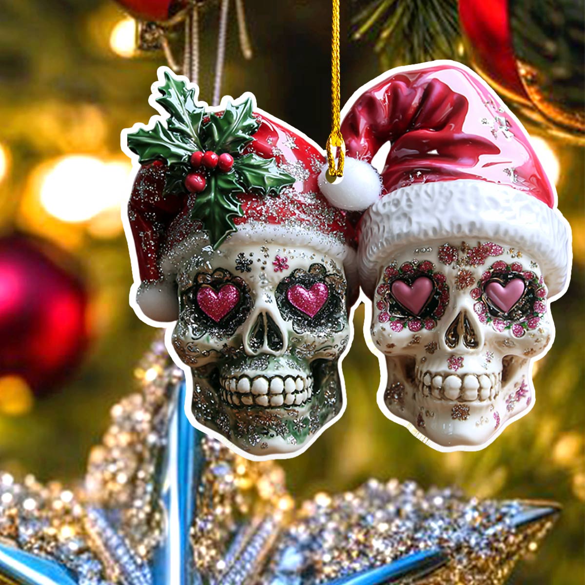 Shineful 2D Acrylic Ornament Everlasting Christmas Love Skulls
