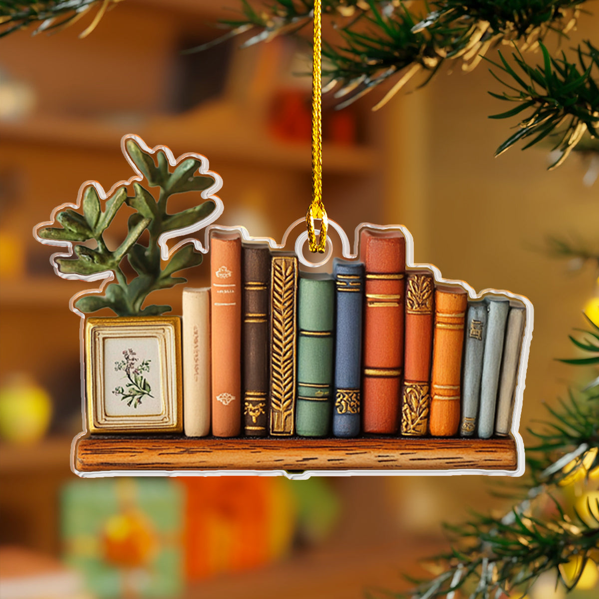 Shineful 2D Acrylic Ornament - Cozy Bookshelf