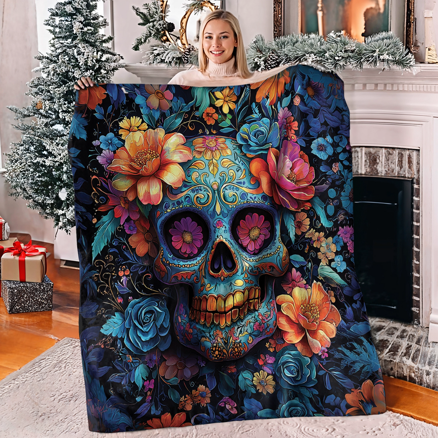 Shineful Fleece Blanket Sugar Skull Fiesta