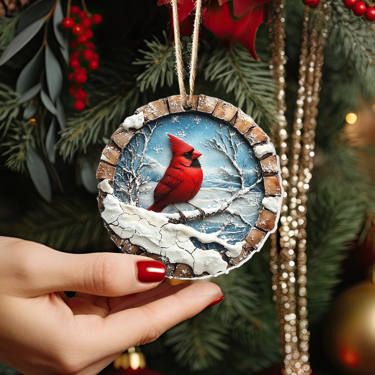 Shineful 2D Acrylic Ornament - Winter Wonderland Cardinal
