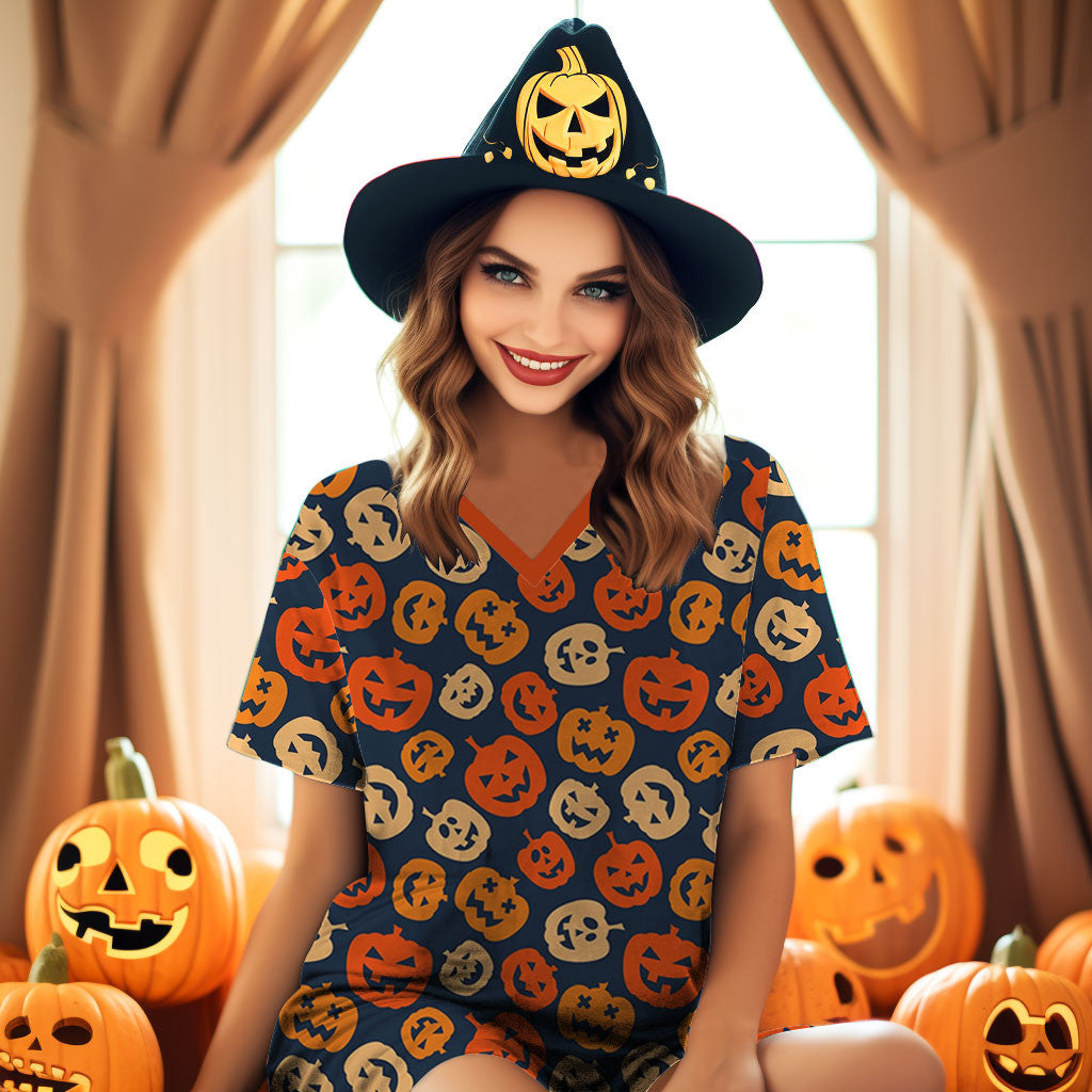 Halloween Pajabears® V-Neck Nightshirts Amazing Pumpkin Tl10