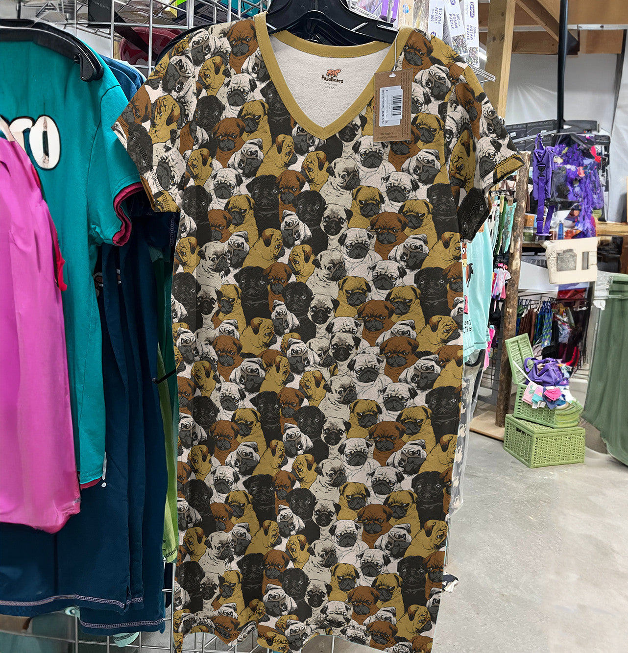 Pug Pajabears® V-Neck Nightshirt Social Pugs Tl10 Nightshirts