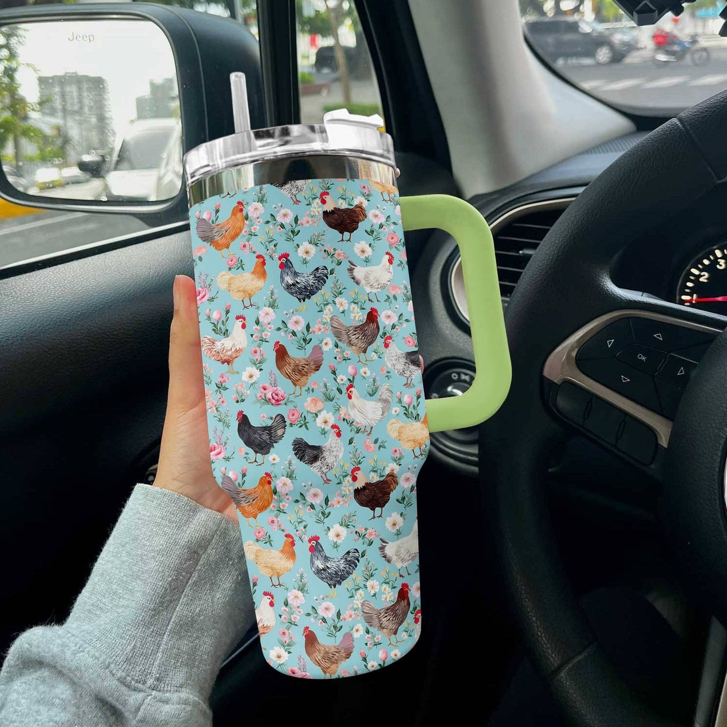 Chicken 40 Oz Shinefulβ’ Tumbler Pretty Floral Tl10 Green 40Oz