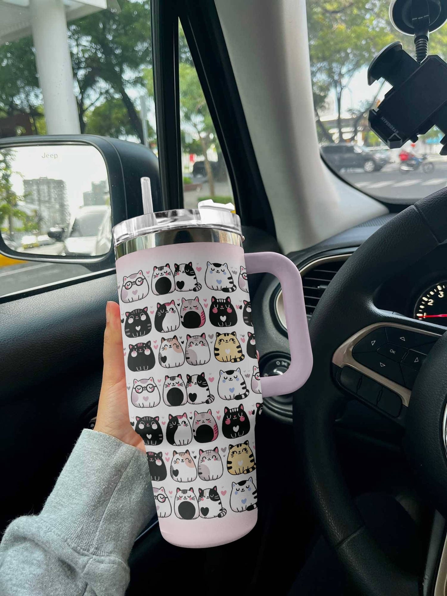 Cat 40 Oz Shineful™ Tumbler Lovely Cats Lk8 Light Pink 40Oz