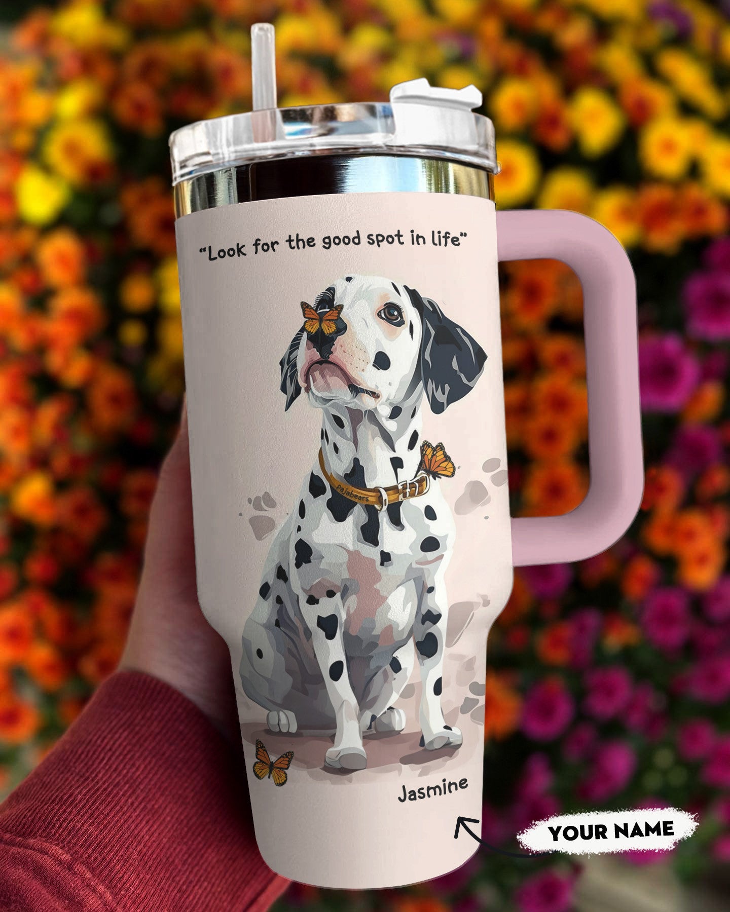 Dalmatian 40 Oz Shineful™ Tumbler Good Spot Mn8 Pink 40Oz