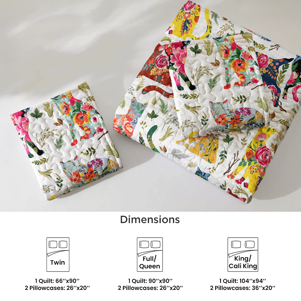 Shineful Quilt 3-Piece Set Cat Floral