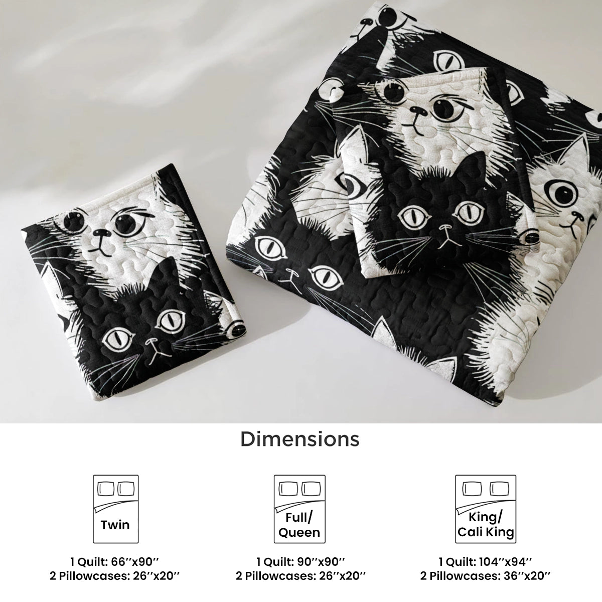 Shineful Quilt 3-Piece Set Cute Chubby Cat