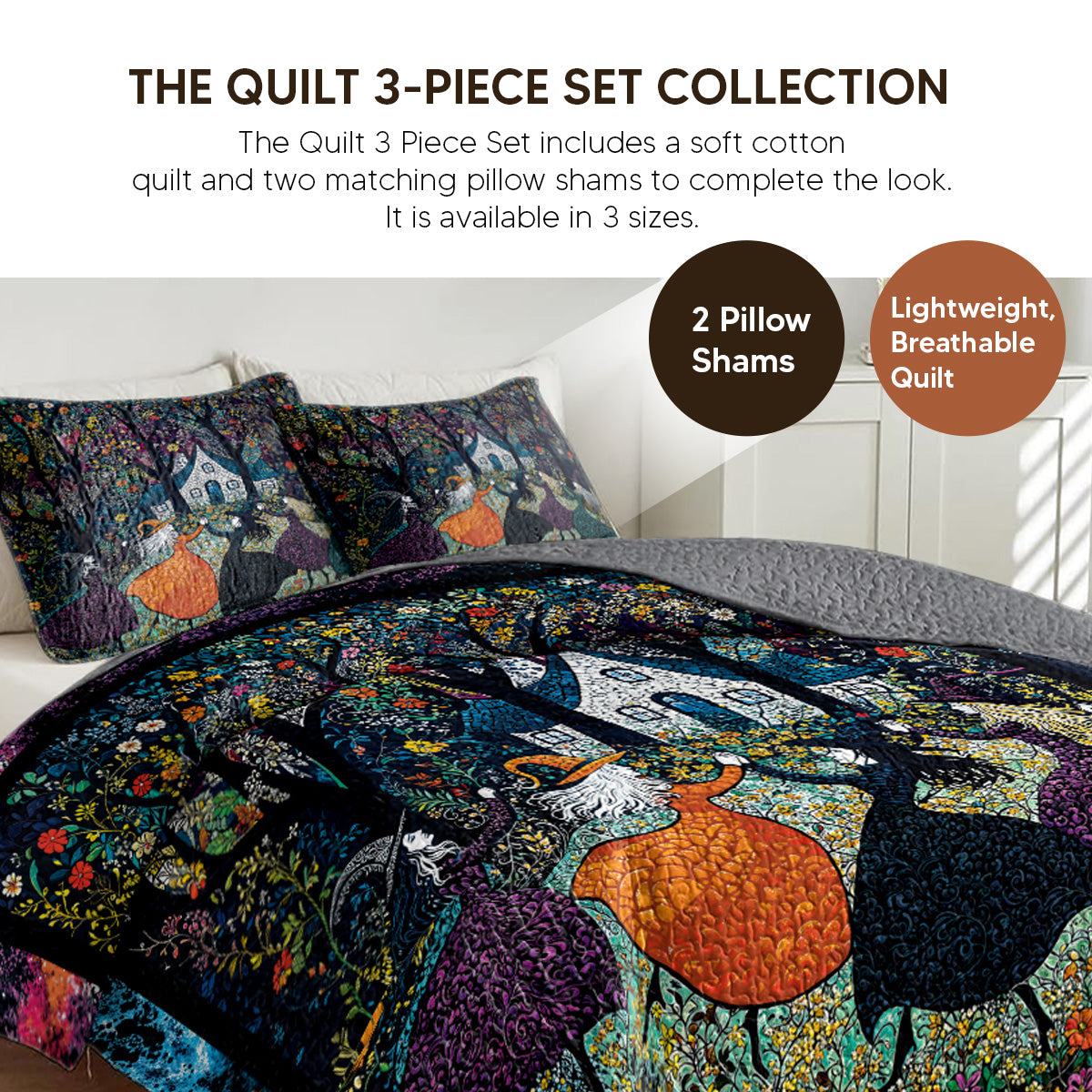 Shineful All Season Quilt 3-Piece Set Beautiful Witchy Woman