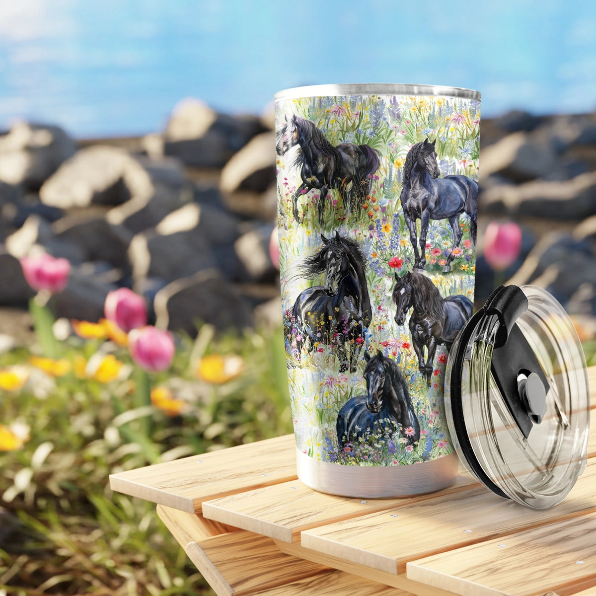Shineful 20oz Tumbler Black Beauty Meadow