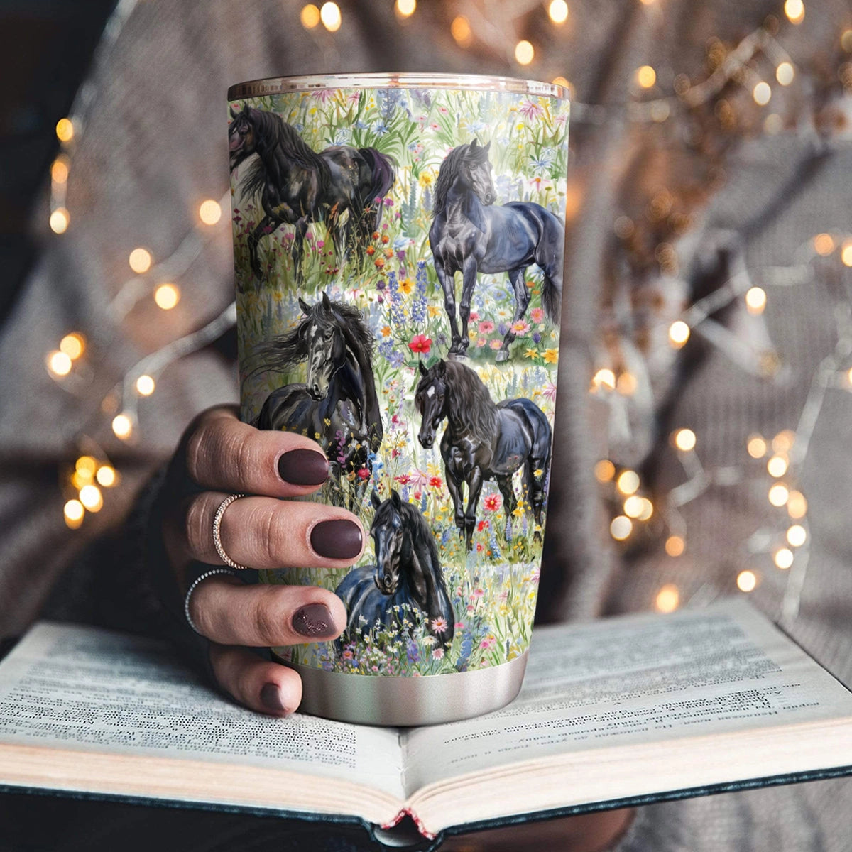Shineful 20oz Tumbler Black Beauty Meadow