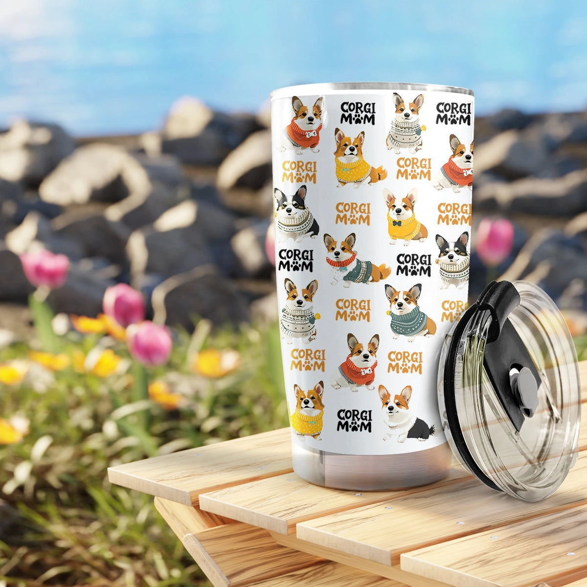 Shineful 20oz Tumbler Delight Colorful Corgi Mom