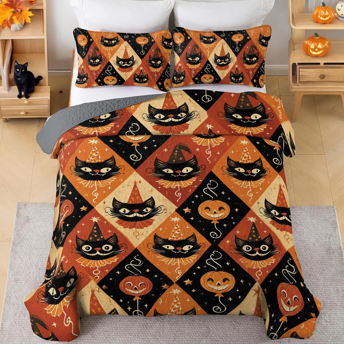Shineful All Season Quilt 3-Piece Set Cat Whisker and Wands
