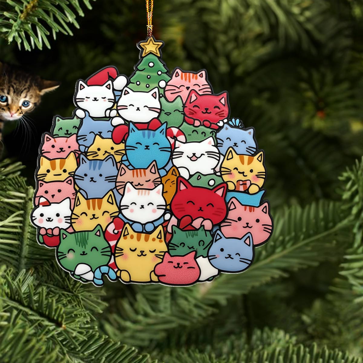 Shineful 2D Acrylic Ornament Cuteness Overload Cats Christmas