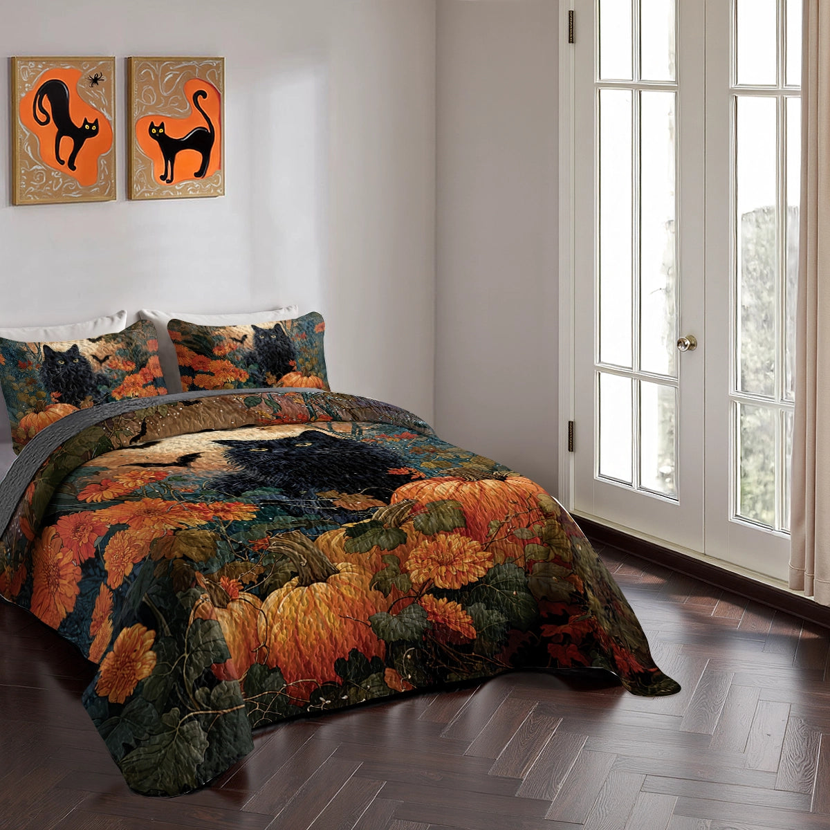 Shineful All Season Quilt 3-Piece Set Cat Autumn Enchantress