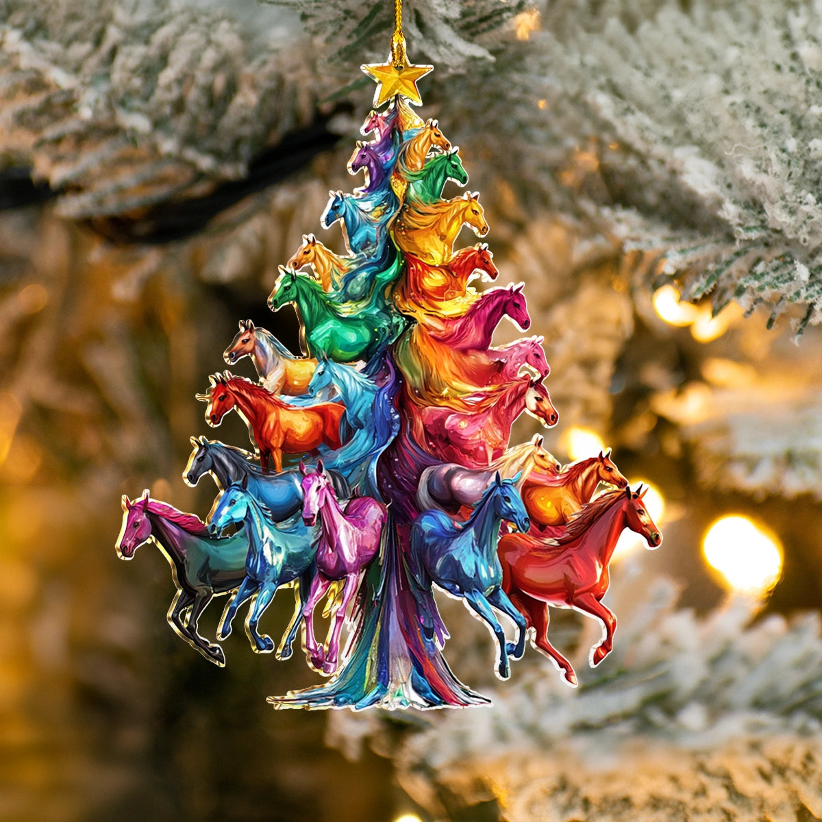 Shineful 2D Acrylic Ornament Rainbow Gallop Christmas Tree