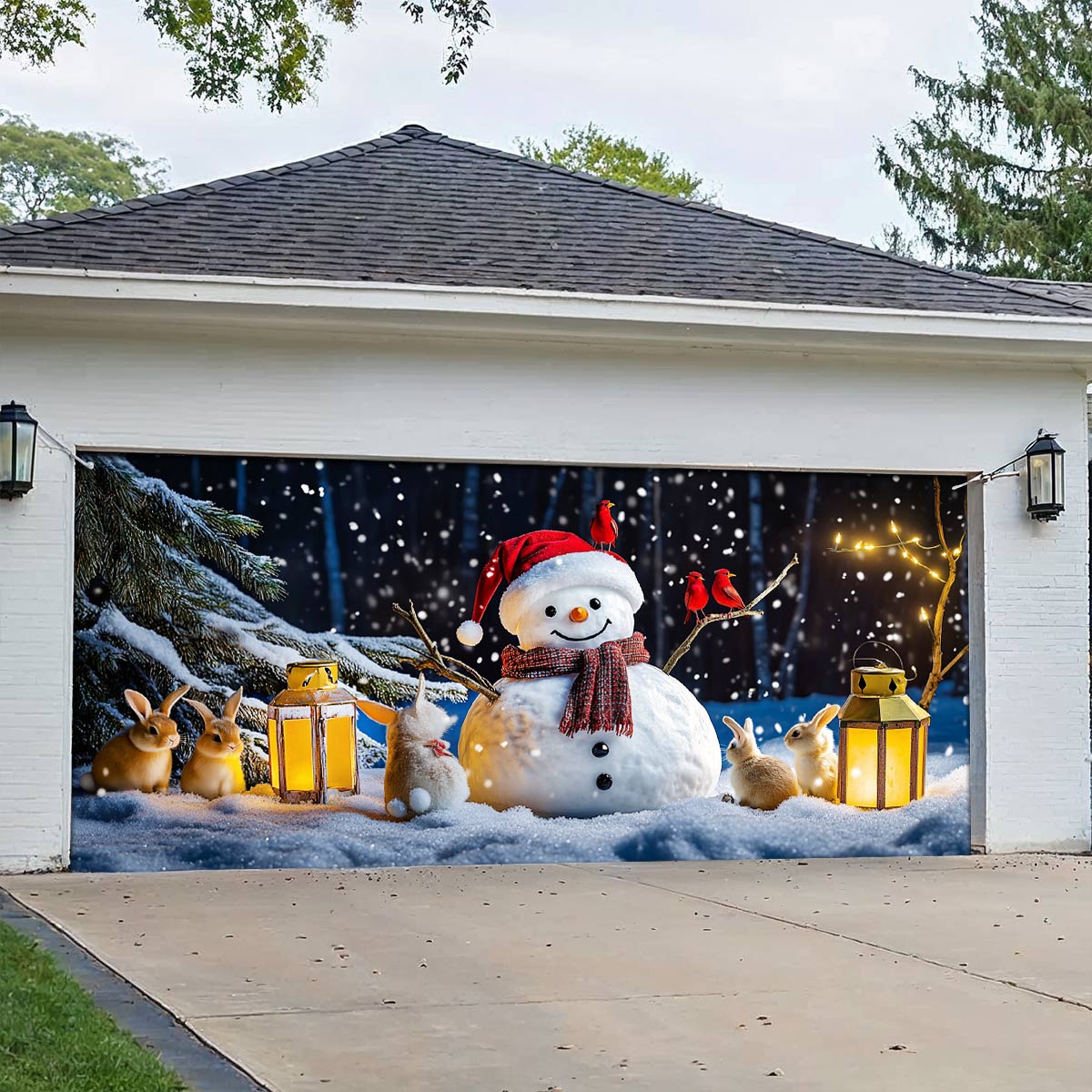 Shineful Garage Door Banner Decoration Winter Night