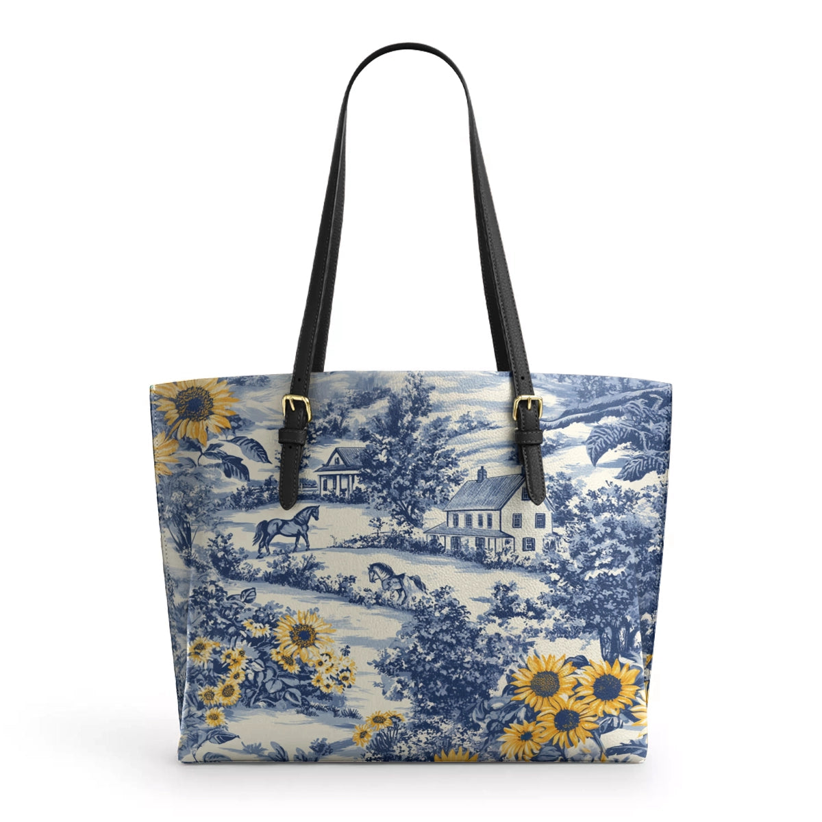 Shineful Leather Tote Bag Texas Sunflower Heritage