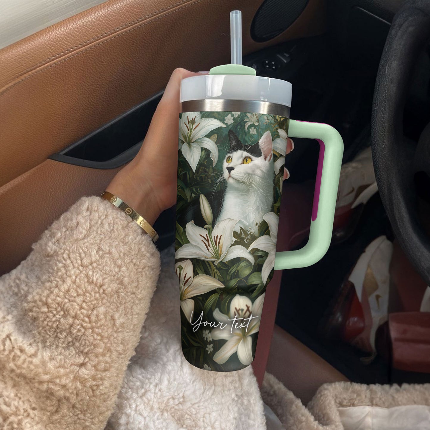 Shineful Tumbler - Personalized Lily Garden Cat