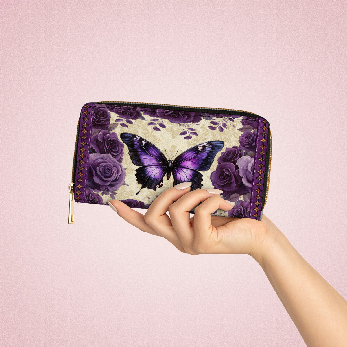 Shineful Leather Clutch Purse With Wristlet Strap Handle Antique Elegance