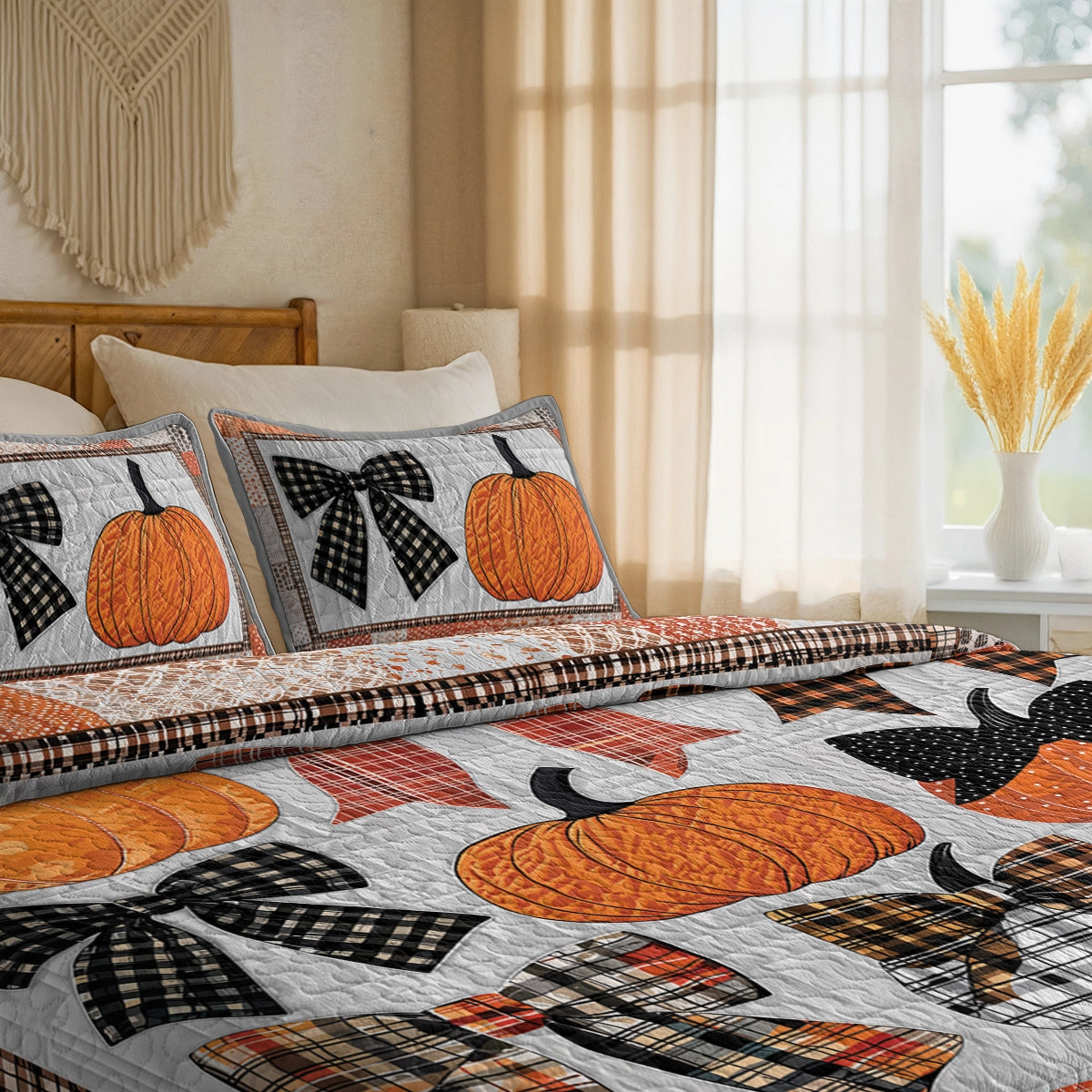 Shineful All Season Quilt 3-Piece Set Sweet Love Pumpkins