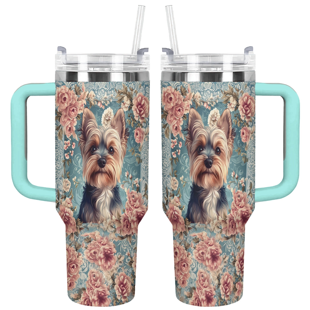 Shineful Tumbler Yorkie Rose Bloom Elegance
