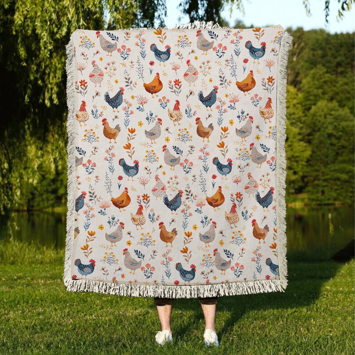 Shineful Woven Tapestry Throw Blanket - Chicken Flower