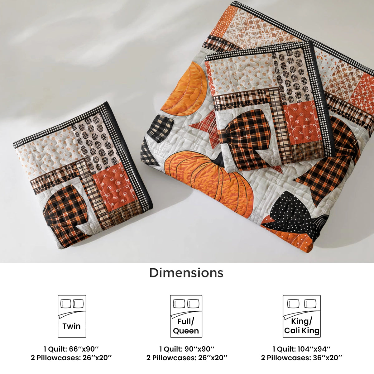 Shineful All Season Quilt 3-Piece Set Sweet Love Pumpkins
