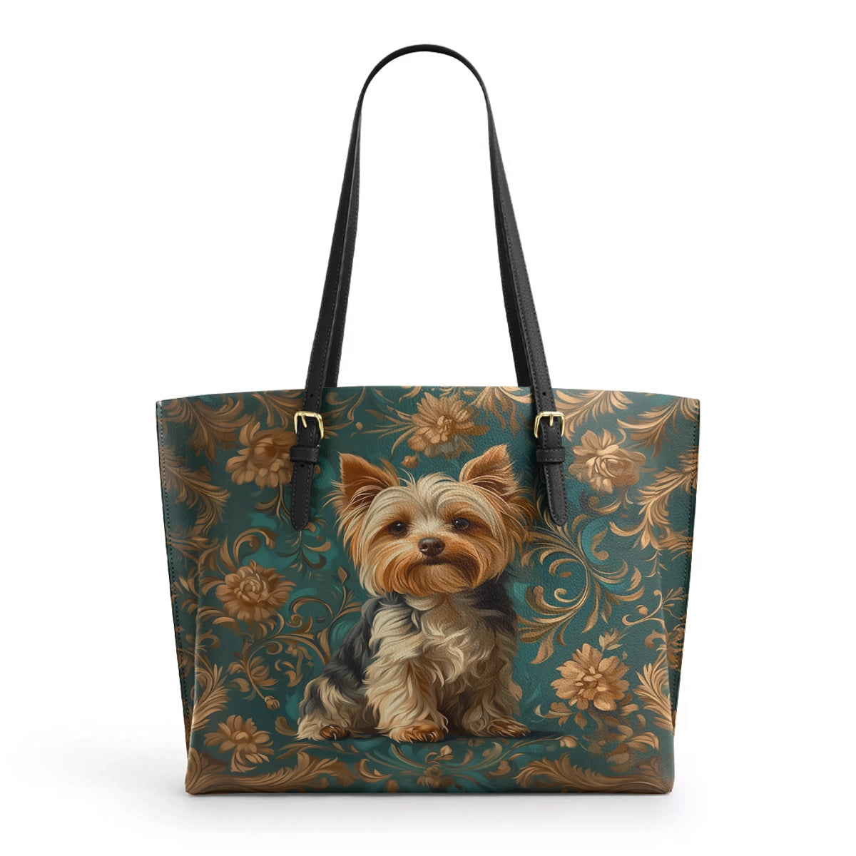 Shineful Leather Tote Bag Regal Yorkie Elegance