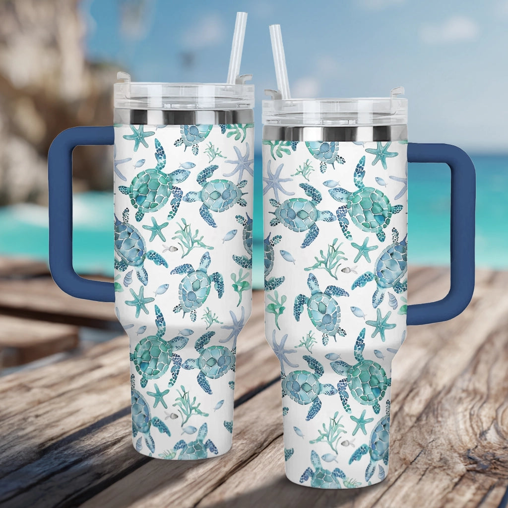 Shineful Tumbler Sea Turtle Blue Flow