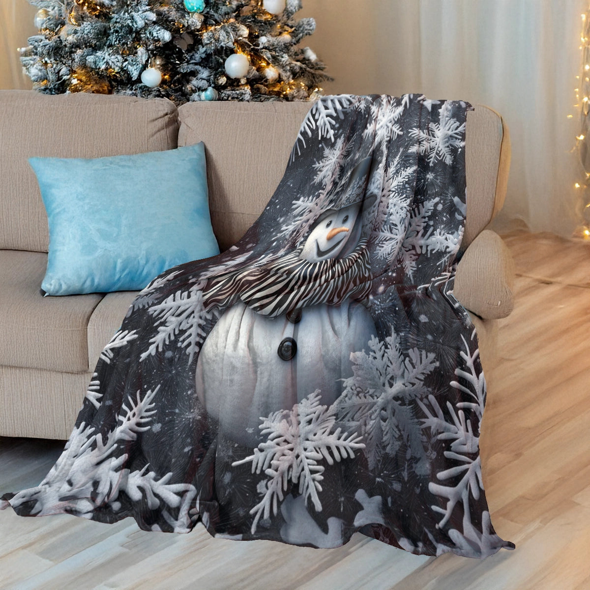 Shineful Fleece Blanket Frosty Elegance Snowman