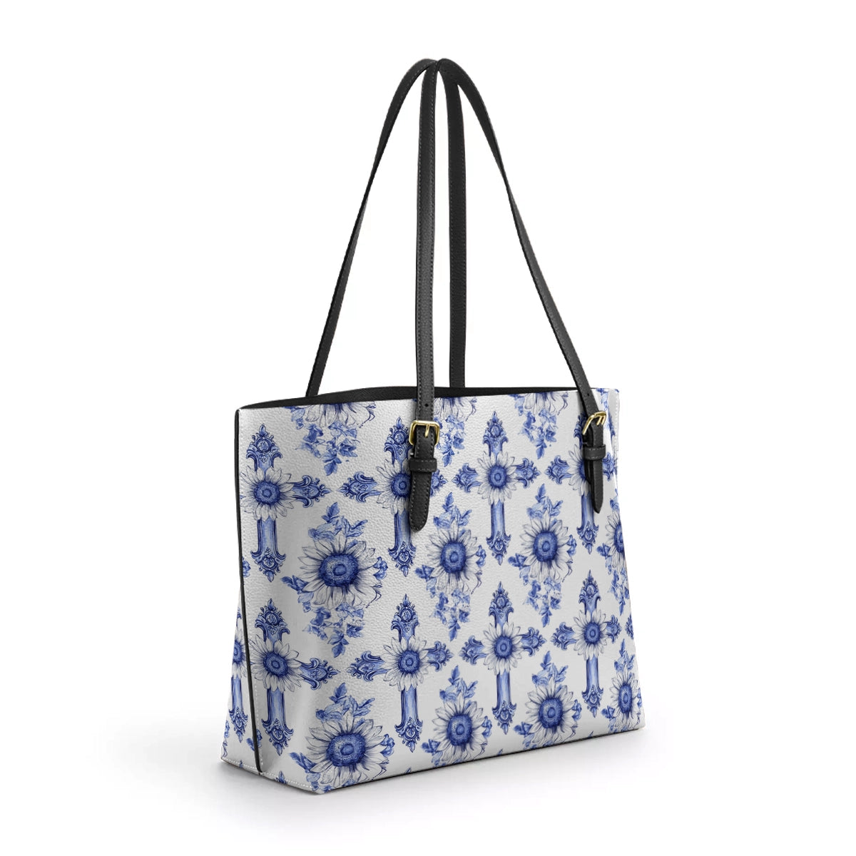 Shineful Leather Tote Bag Sunflower Blooming With Grace