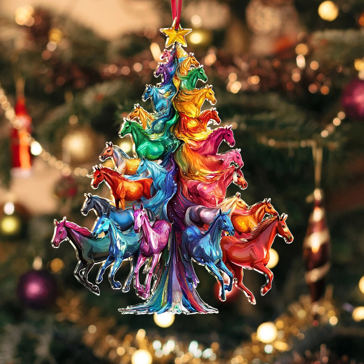 Shineful 2D Acrylic Ornament Rainbow Gallop Christmas Tree