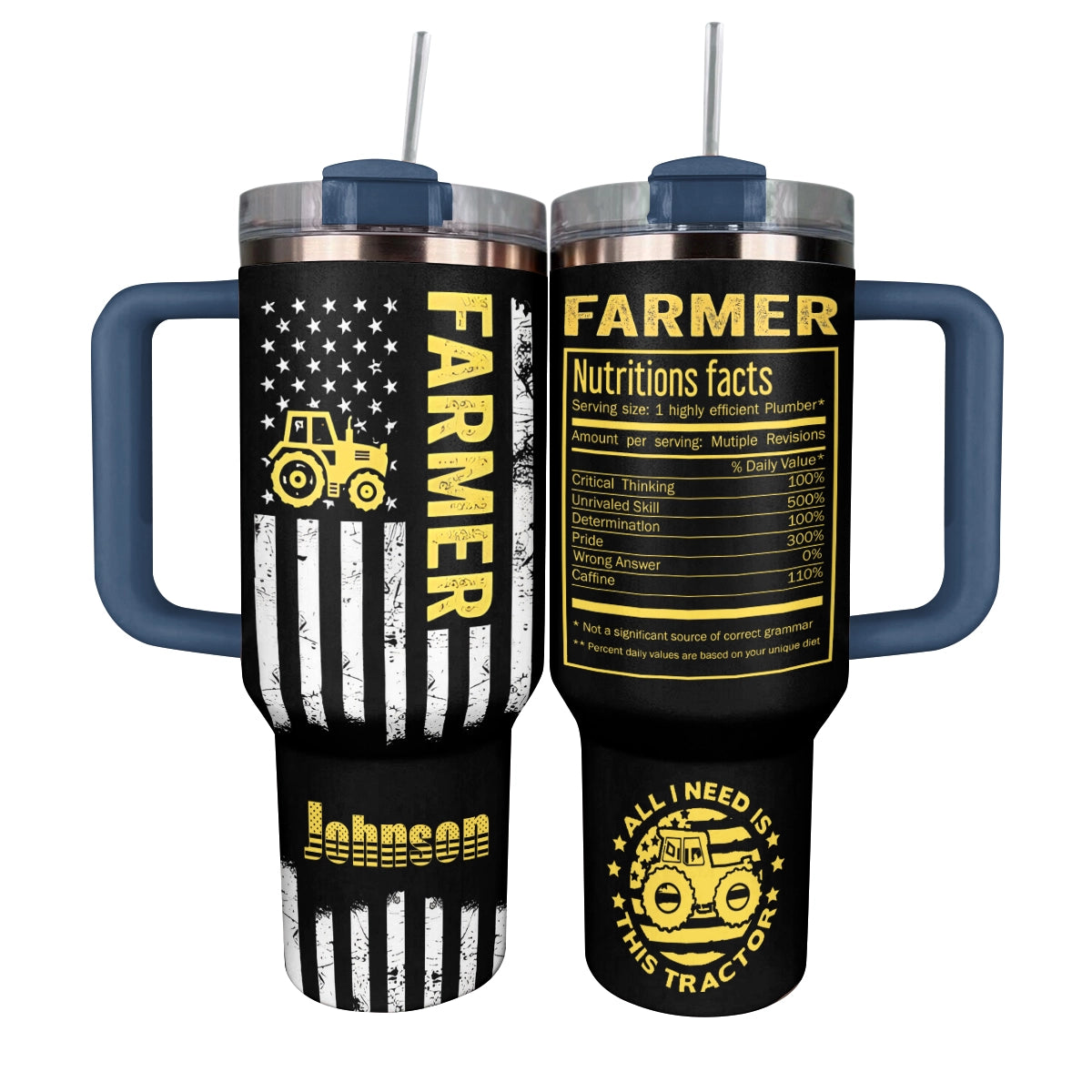 Shineful Tumbler Personalized Farmer Nutrition Facts