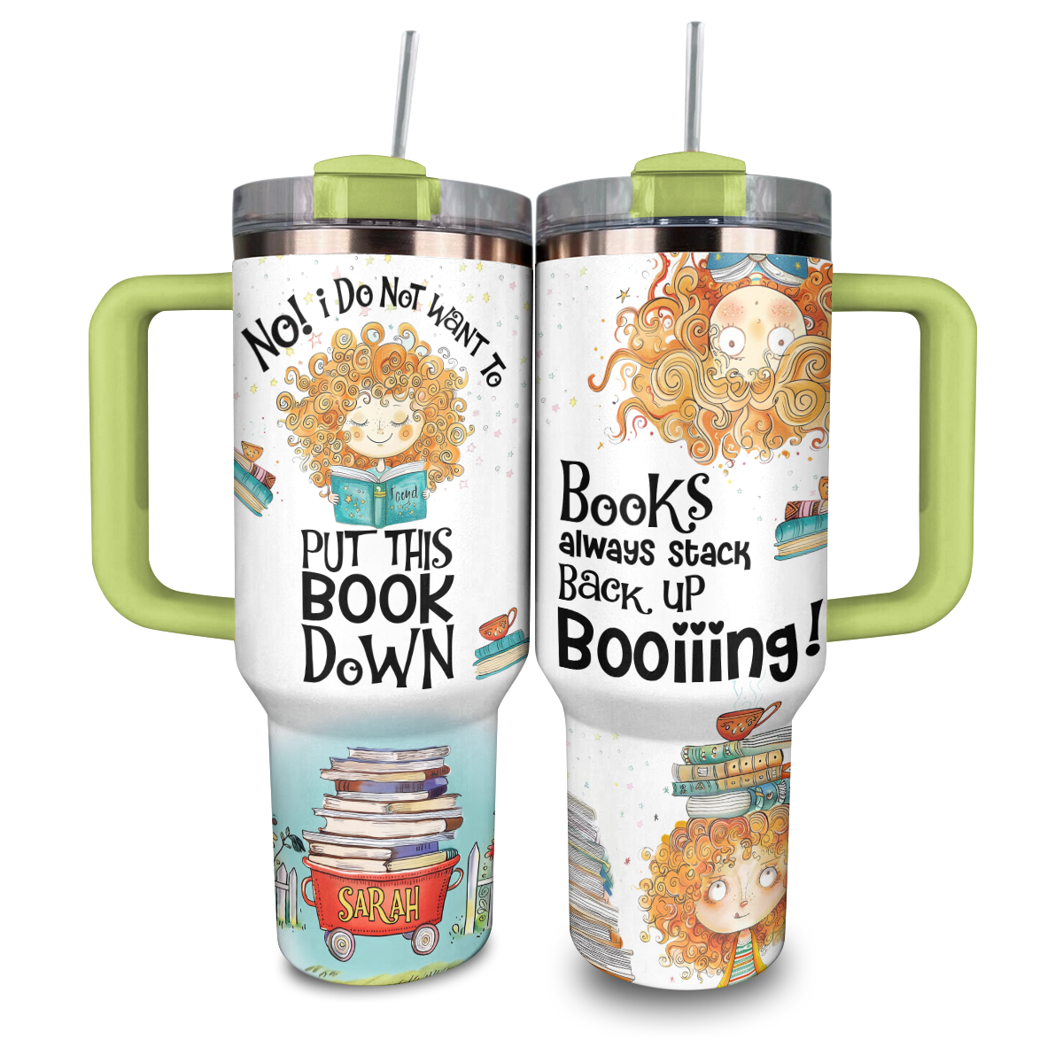 Shineful Personalized Tumbler Whimsical Curls & Literary Adventures