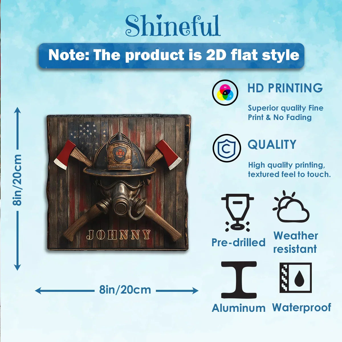 Shineful 2D Wooden Plaque, Hanging Decor, Door Sign - Personalized Firefighter's Honor Emblem