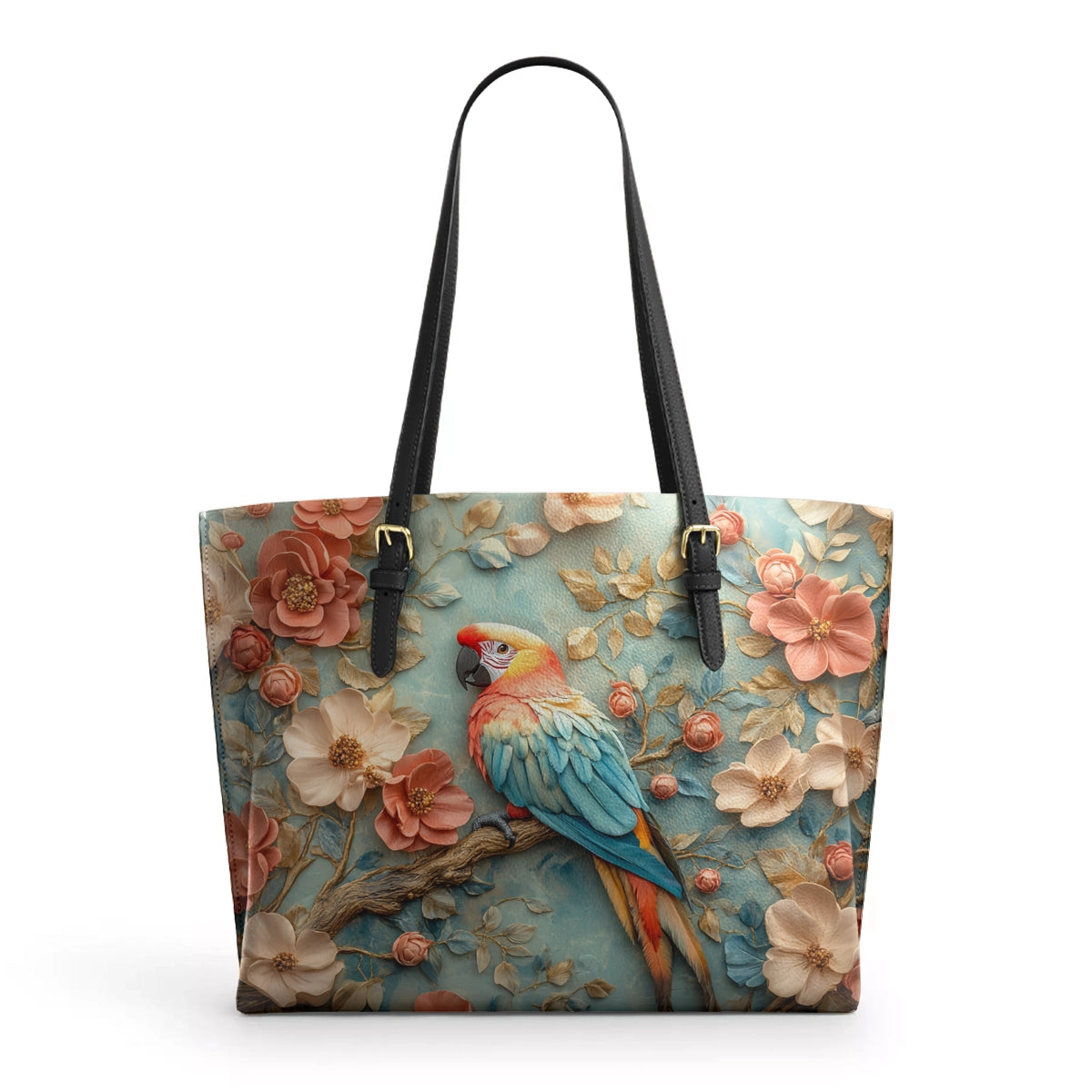 Shineful Leather Tote Bag - Macaw Majesty