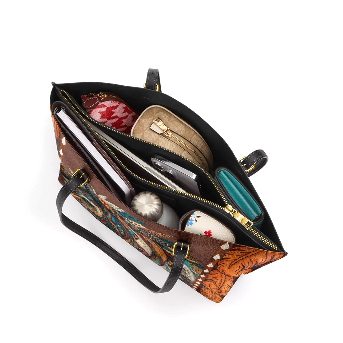 Shineful Leather Tote Bag - Tribal Horse Majesty