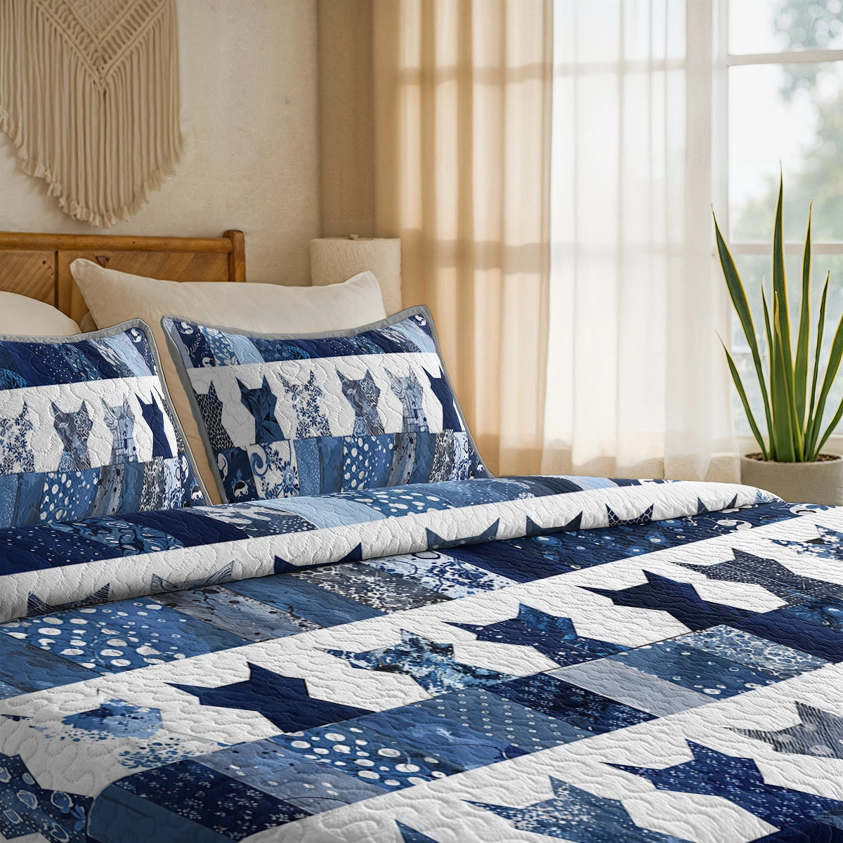 Shineful All Season Quilt 3-Piece Set Elegent Catmom Flowers