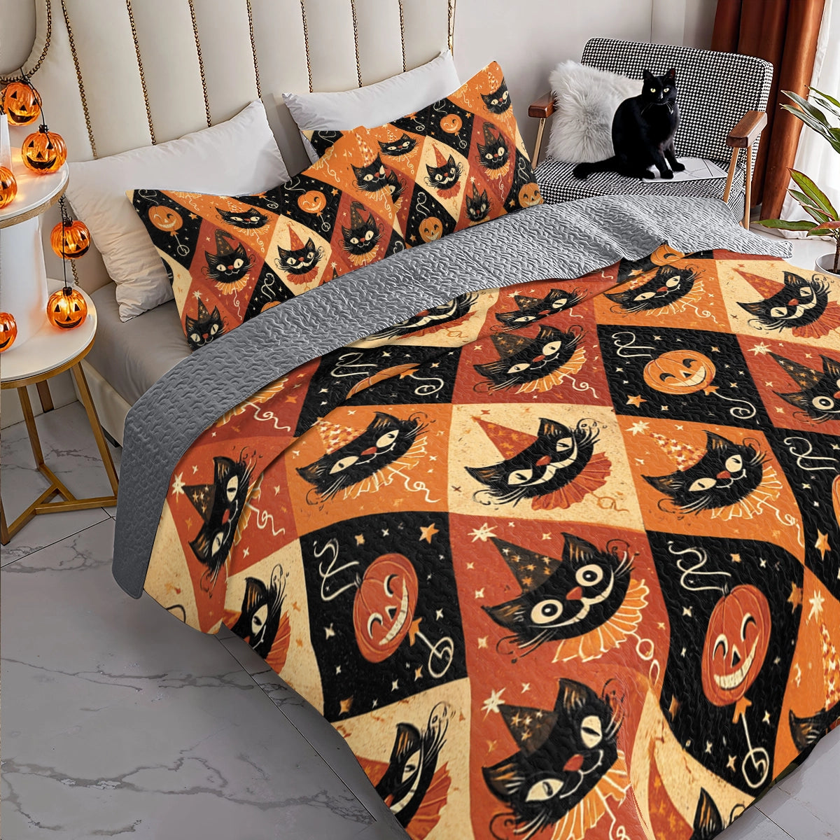 Shineful All Season Quilt 3-Piece Set Cat Whisker and Wands