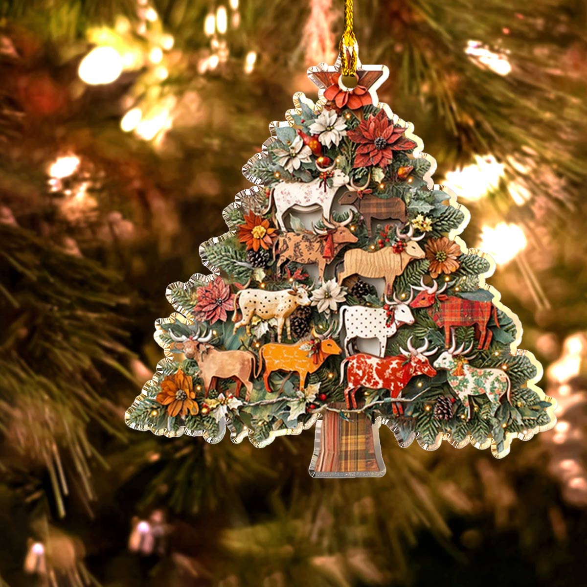 Shineful 2D Acrylic Ornament Charming Floral Cows