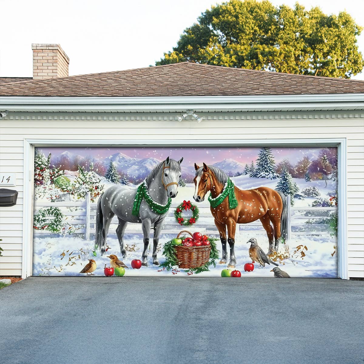Shineful Garage Door Banner Decoration Holiday Stable Elegance