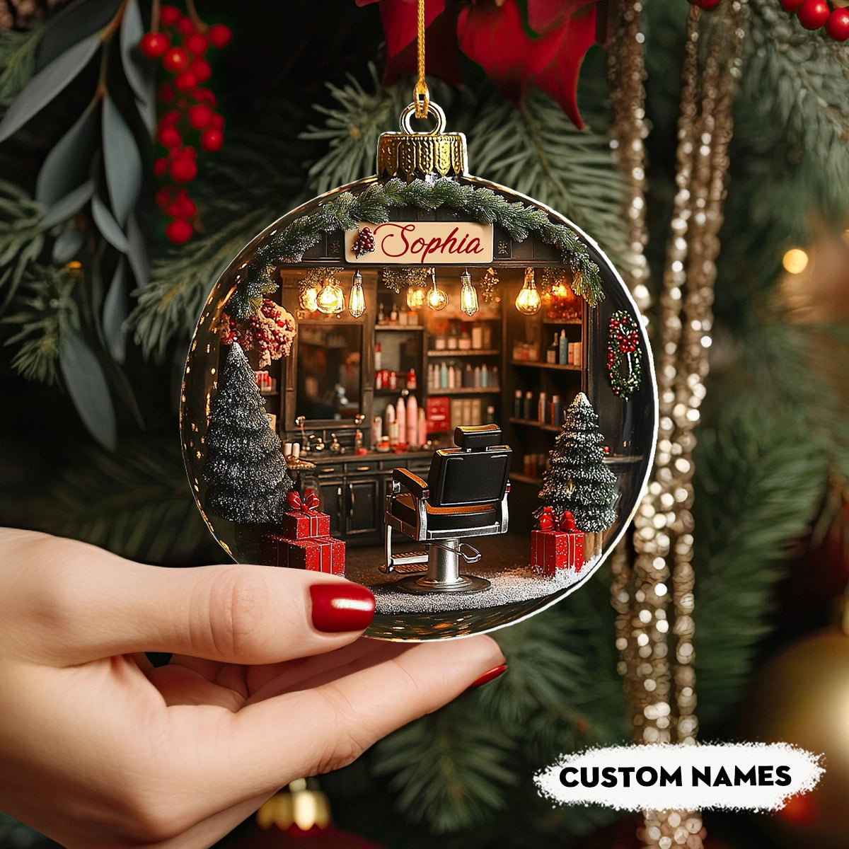 Shineful 2D Acrylic Ornament Personalized  Holiday Salon Charm